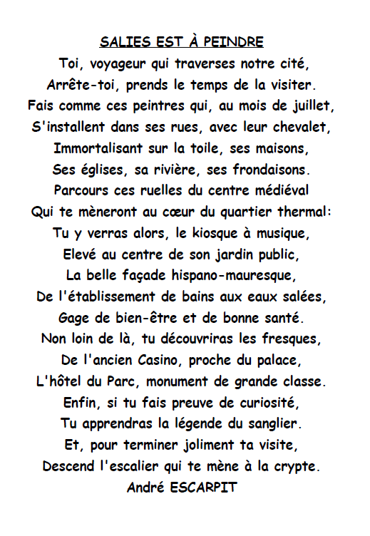 Poeme Salies a peindre concours de peinture salies de bearn 64